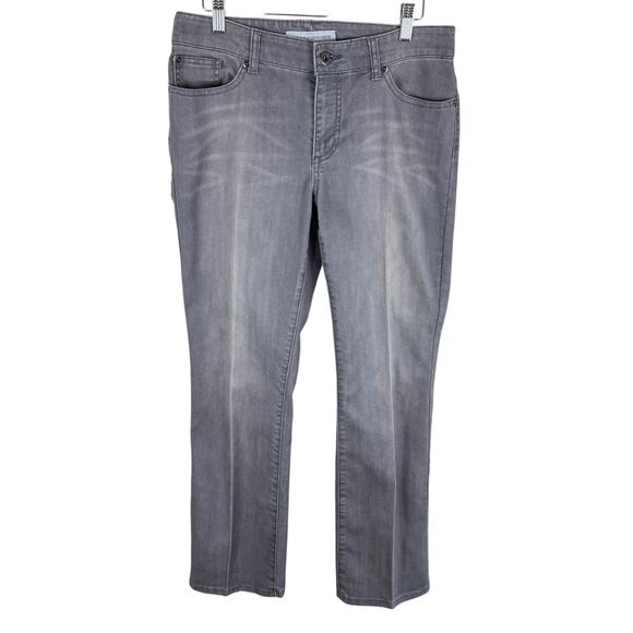 Chico's Platinum Denim Gray Straight Leg Mid Rise Cotton Jeans Women's Sz 0.5 6 - Picture 1 of 5